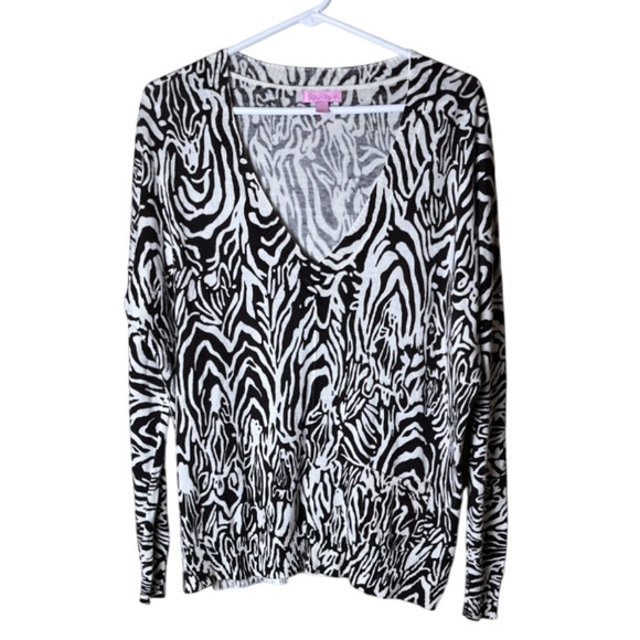 LILLY PULITZER Animal Print Cotton/Modal Blend Eleni Sweater- Small - Picture 2 of 11